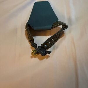 Brown Beaded Braided and Gold Bracelet